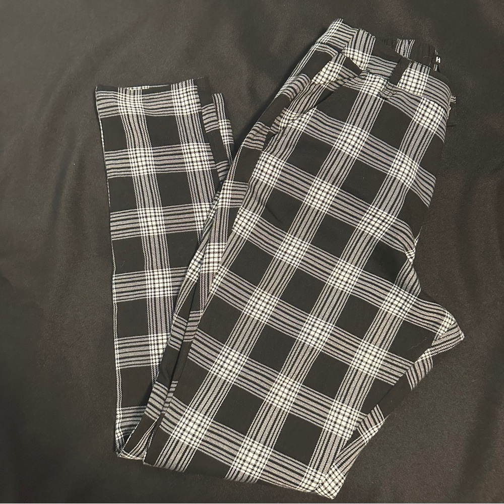 Hot Topic Black & White Plaid Print Pants punk goth Sz S
